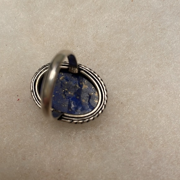 Large lapis lazuli stone and sterling silver ring size 8-8.5 - Picture 3 of 7